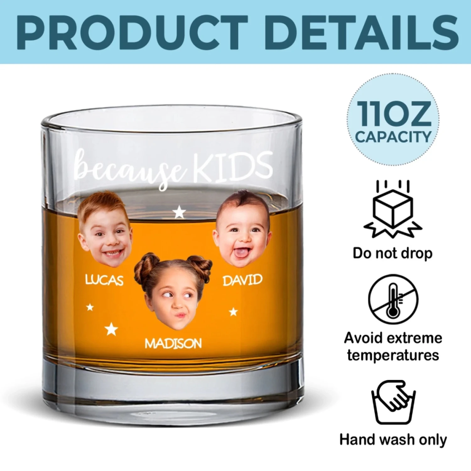 Custom Photo Because Of You, My Heart Is Fuller - Family Personalized Custom Whiskey Glass - Father's Day, Gift For Dad, Grandpa 5 Custom Photo Because Of You, My Heart Is Fuller - Family Personalized Custom Whiskey Glass - Father's Day, Gift For Dad, Grandpa - Image 5