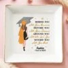 Started With A Dream, Ended With A Cap - Family Personalized Custom Jewelry Dish - Graduation Gift For Family Members, Siblings, Brothers, Sisters, Best Friends
