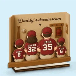 Dad’s All-Star Squad - Family Personalized Custom Shaped 2-Layered Wooden Plaque With Flat Stand - Father's Day, Gift For Dad, Sport Lovers, Sport Players
