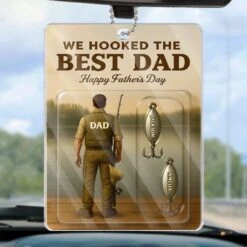 From Our Hooks To Your Heart - Family Personalized Custom Car Ornament - Acrylic Custom Shaped - Father's Day, Gift For Dad, Grandpa, Fishing Lovers, Fishermen