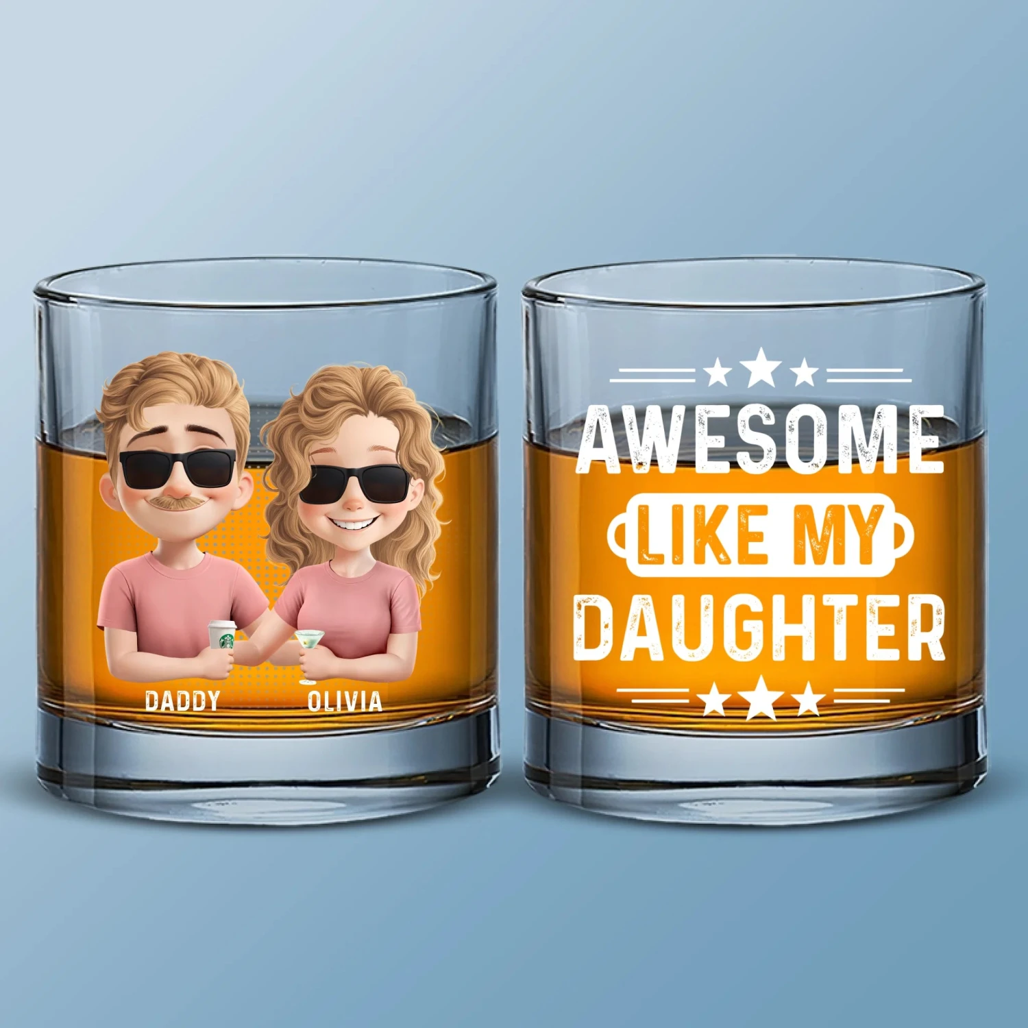 Awesome Like My Daughter - Family Personalized Custom Whiskey Glass - Father's Day, Gift For Dad 2 Awesome Like My Daughter - Family Personalized Custom Whiskey Glass - Father's Day, Gift For Dad - Image 2
