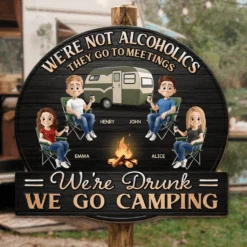 Camp, Chill, Repeat - Camping Personalized Custom Shaped Home Decor Wood Sign - House Warming Gift For Best Friends, BFF, Camping Lovers