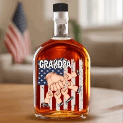 Power, Love, Legacy - Family Personalized Custom Whiskey Bottle - Father's Day, Gift For Dad, Grandpa