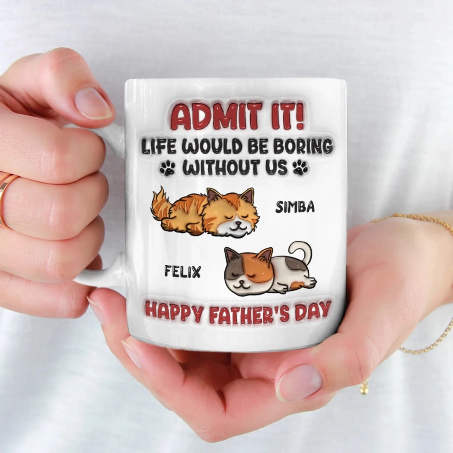 Forever Grateful To Call You Mine - Cat Personalized Custom 3D Inflated Effect Printed Mug - Father's Day, Gift For Dad, Pet Owners, Pet Lovers 4 Forever Grateful To Call You Mine - Cat Personalized Custom 3D Inflated Effect Printed Mug - Father's Day, Gift For Dad, Pet Owners, Pet Lovers - Image 4