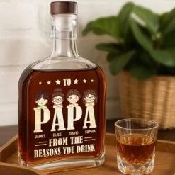 From The Reasons You Drink - Family Personalized Custom Whiskey Bottle - Father's Day, Gift For Dad, Grandpa
