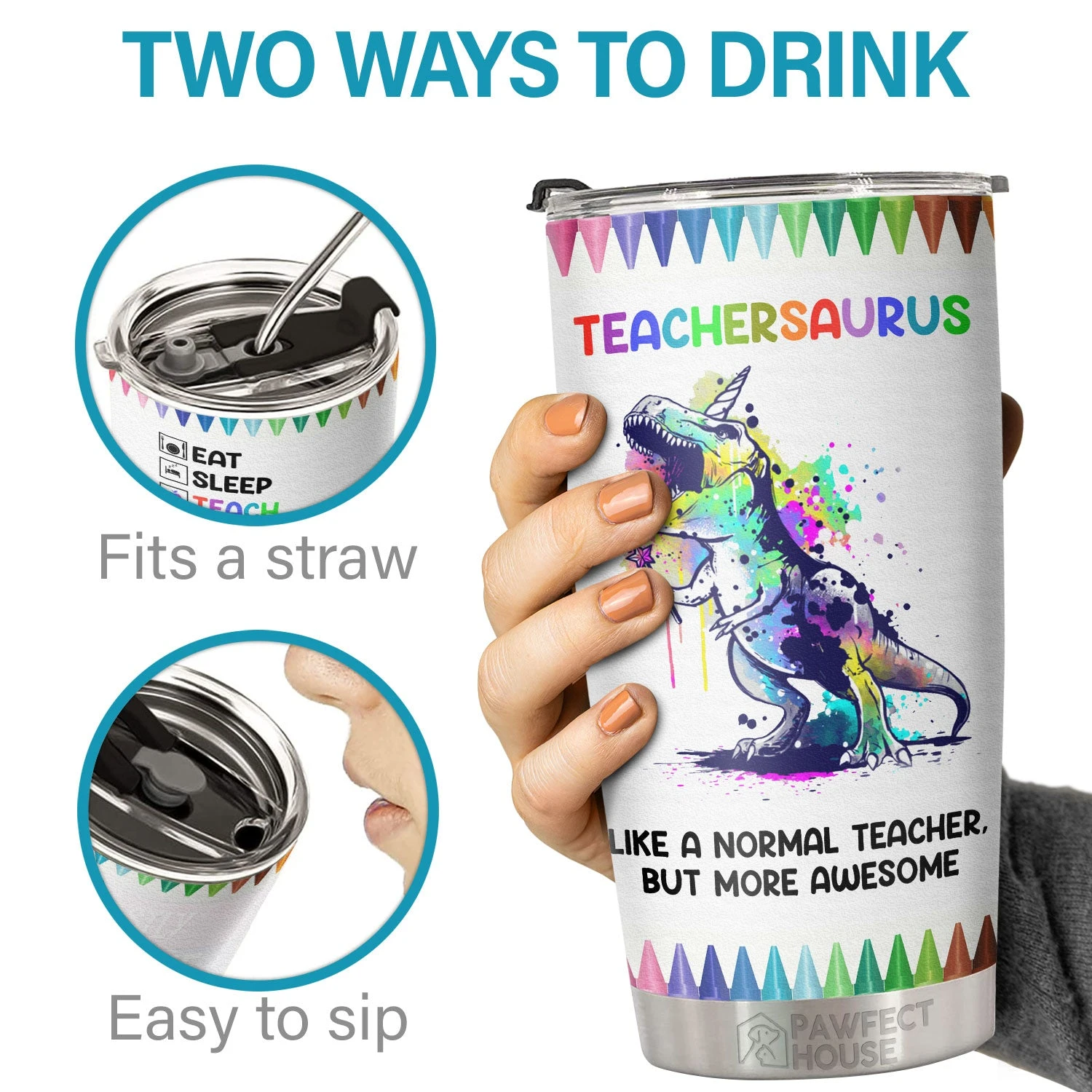 Teachersaurus Like A Normal Teacher But More Awesome - Tumbler - Appreciation, Graduation, Retirement, Thank You Gift For Teacher, Teacher Gift From Students 3 Teachersaurus Like A Normal Teacher But More Awesome - Tumbler - Appreciation, Graduation, Retirement, Thank You Gift For Teacher, Teacher Gift From Students - Image 3