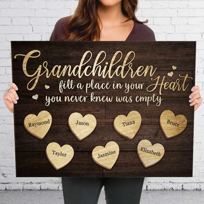 Grandchildren Fill A Place In Your Heart - Personalized Horizontal Canvas - Gift For Grandparents 3 Grandchildren Fill A Place In Your Heart - Personalized Horizontal Canvas - Gift For Grandparents - Image 3