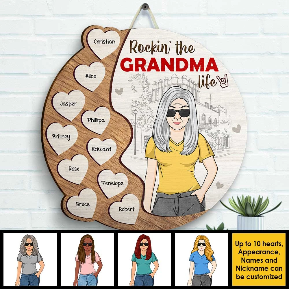 Rockin' The Grandma Life - Gift For Mom, Grandma - Personalized Shaped Wood Sign 3 Rockin' The Grandma Life - Gift For Mom, Grandma - Personalized Shaped Wood Sign - Image 3