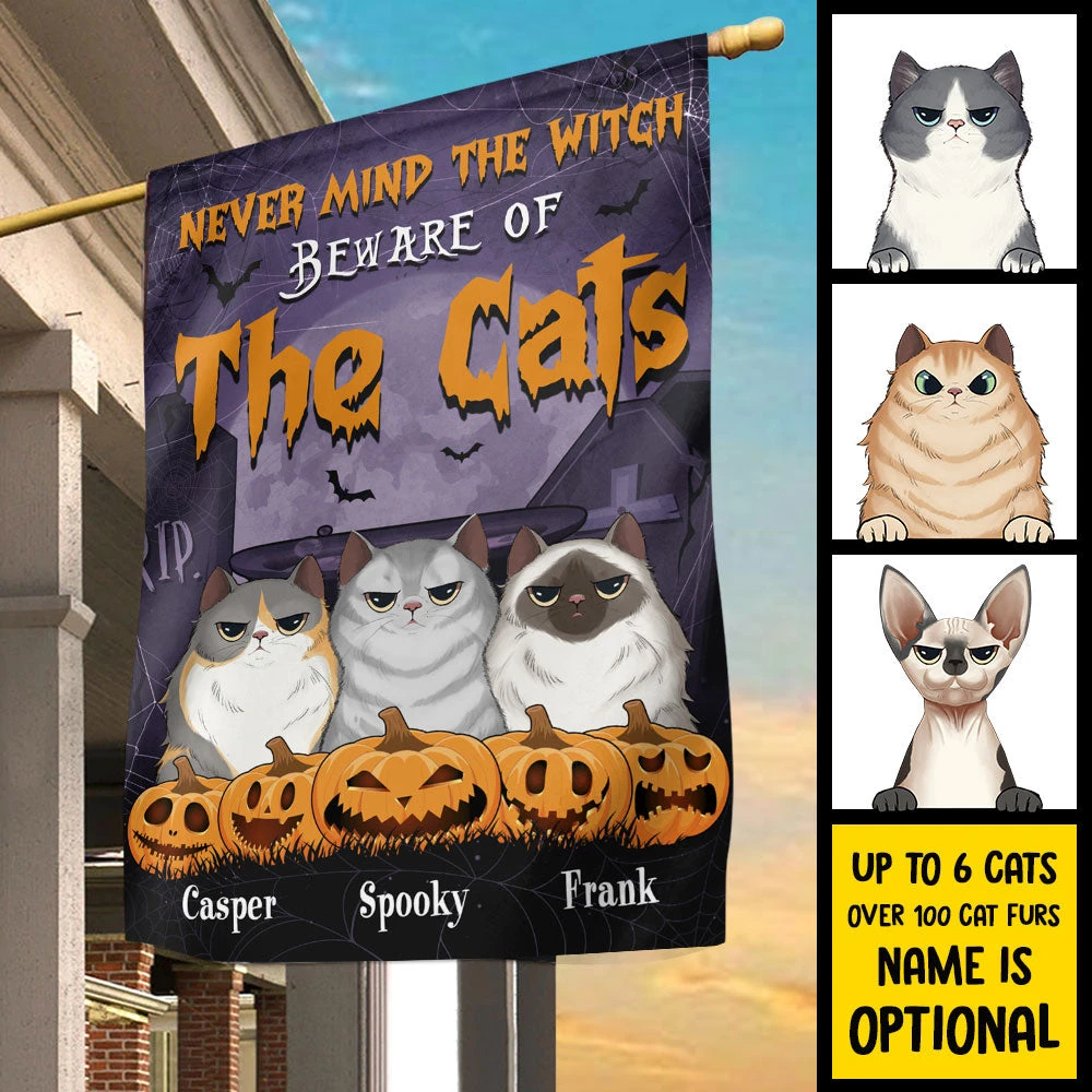 Halloween For Cats - Never Mind The Witch Beware Of The Cat - Personalized Funny Cat Flag, Halloween Ideas 3 Halloween For Cats - Never Mind The Witch Beware Of The Cat - Personalized Funny Cat Flag, Halloween Ideas - Image 3
