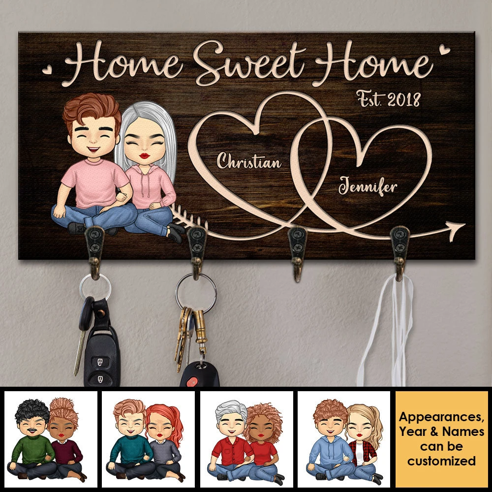 There Is No Place More Delightful Than Home - Personalized Key Hanger, Key Holder - Anniversary Gifts, Gift For Couples, Husband Wife 5 There Is No Place More Delightful Than Home - Personalized Key Hanger, Key Holder - Anniversary Gifts, Gift For Couples, Husband Wife - Image 5