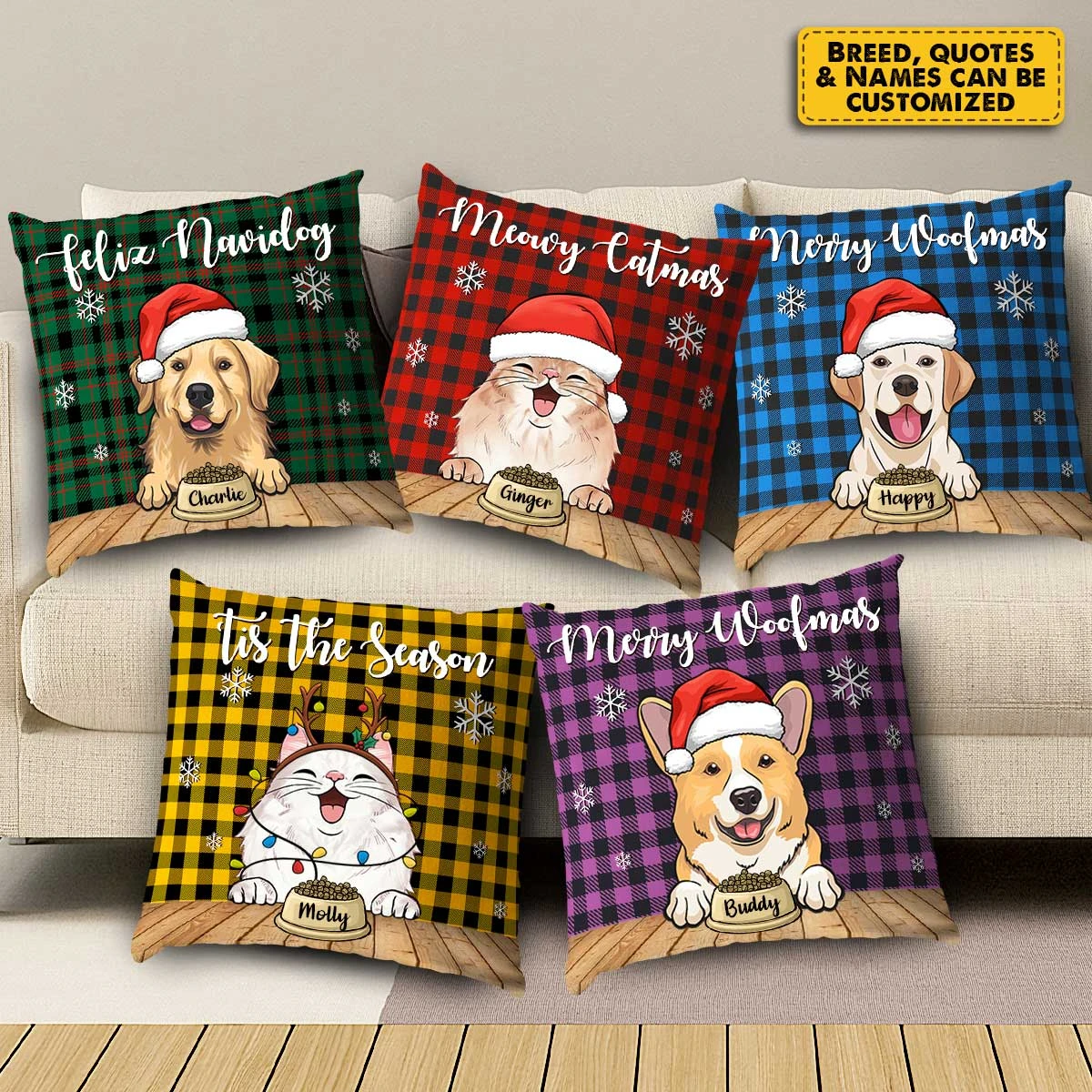 Meowy Catmas - Merry Woofmas - Personalized Pillow 5 Meowy Catmas - Merry Woofmas - Personalized Pillow - Image 5