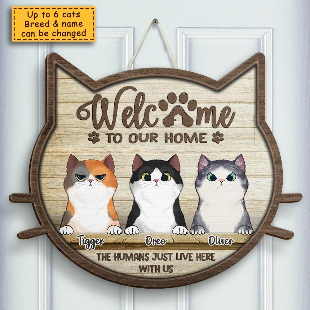 Welcome To Our Home Cat Head Shape - Personalized Shaped Door Sign 4 Welcome To Our Home Cat Head Shape - Personalized Shaped Door Sign - Image 4