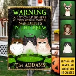 Halloween For Cats - A Witch Lives Here - All Trespassers Will Be Used As Ingredients - Personalized Metal Sign, Halloween Ideas -Pawfect House Store 7. AD 04edbfaf aff0 4e56 bb23 007071f5808d