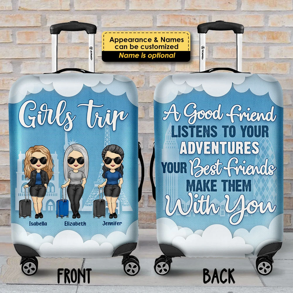 Best Friends Make Adventures With You - Gift For Bestie - Personalized Luggage Cover 3 Best Friends Make Adventures With You - Gift For Bestie - Personalized Luggage Cover - Image 3