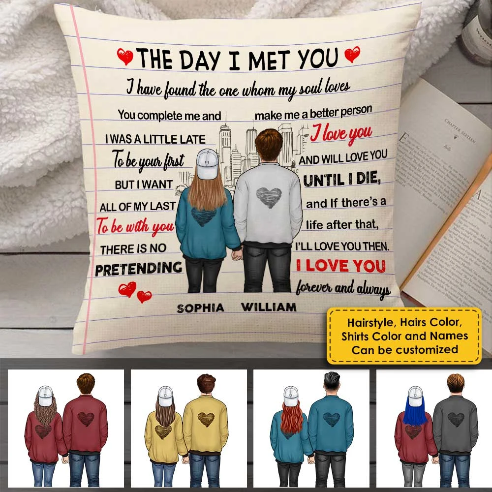 The Day I Met You - Gift For Couples, Personalized Pillow (Insert Included) 4 The Day I Met You - Gift For Couples, Personalized Pillow (Insert Included) - Image 4