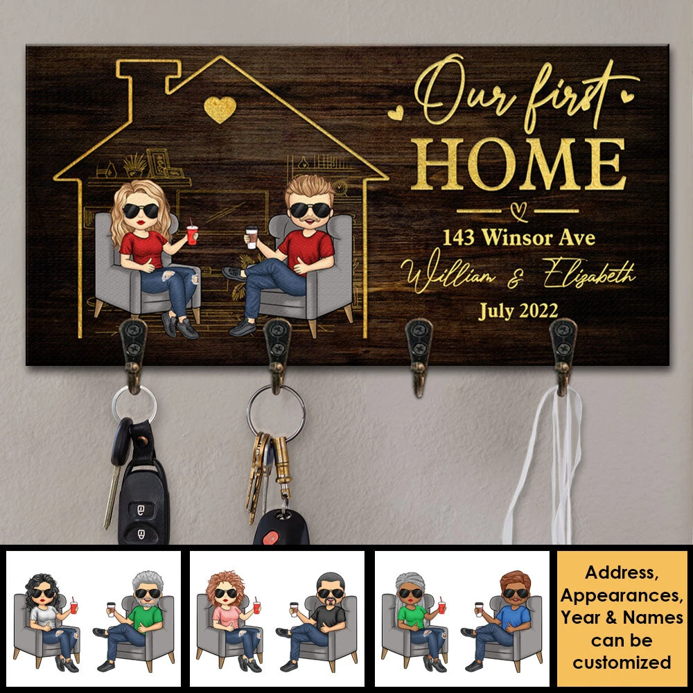 We Are Enjoying Life In Our First Home - Personalized Key Hanger, Key Holder - Anniversary Gifts, Gift For Couples, Husband Wife 3 We Are Enjoying Life In Our First Home - Personalized Key Hanger, Key Holder - Anniversary Gifts, Gift For Couples, Husband Wife - Image 3