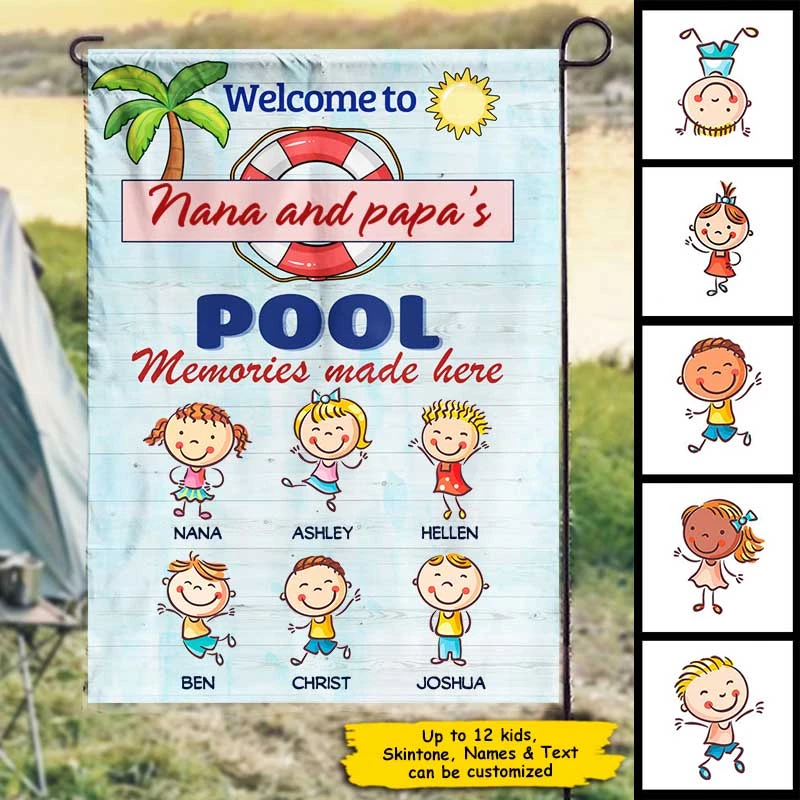 Welcome To Papa And Nana's Pool - Personalized Flag 2 Welcome To Papa And Nana's Pool - Personalized Flag - Image 2