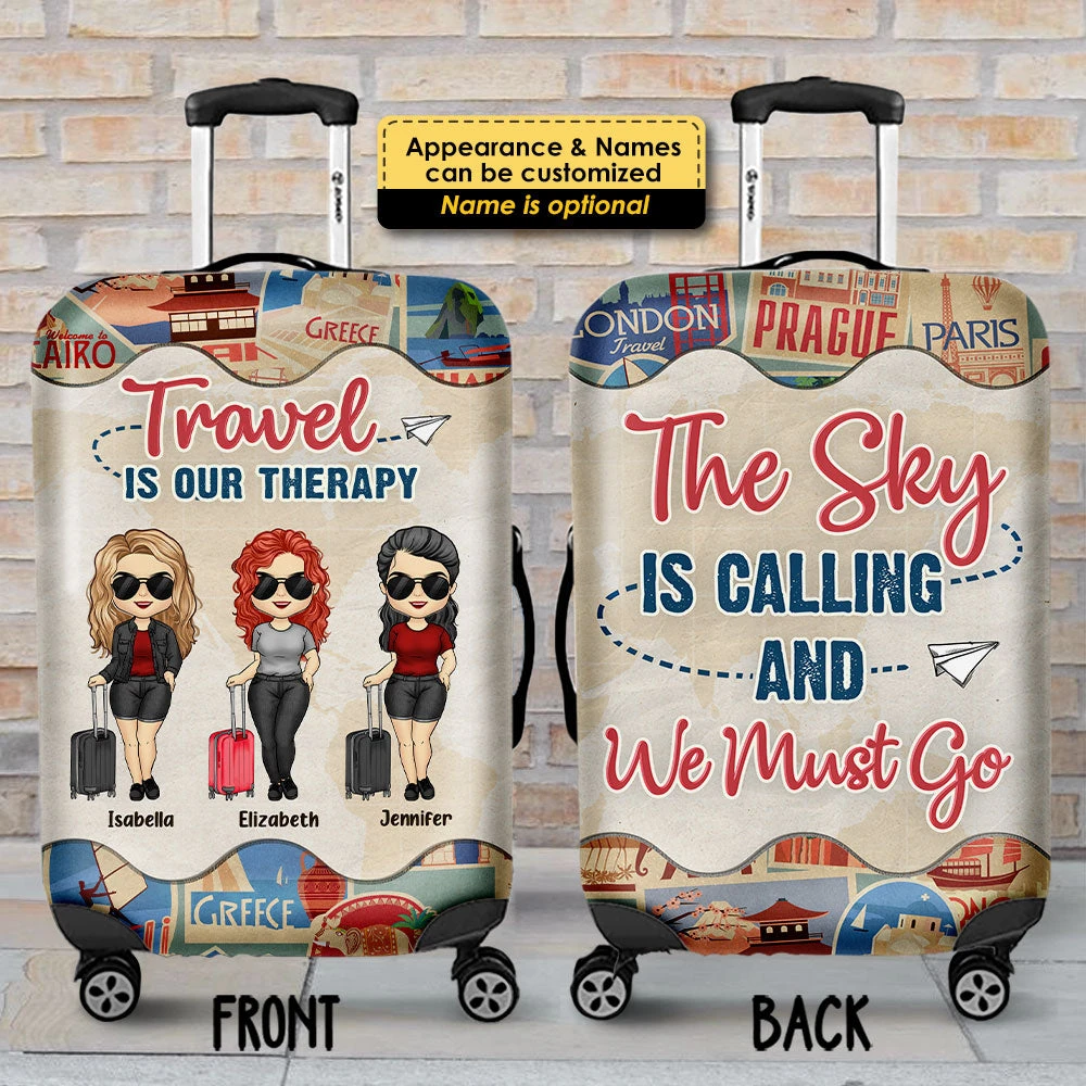 The Sky Is Calling & We Must Go - Gift For Bestie - Personalized Luggage Cover 3 The Sky Is Calling & We Must Go - Gift For Bestie - Personalized Luggage Cover - Image 3