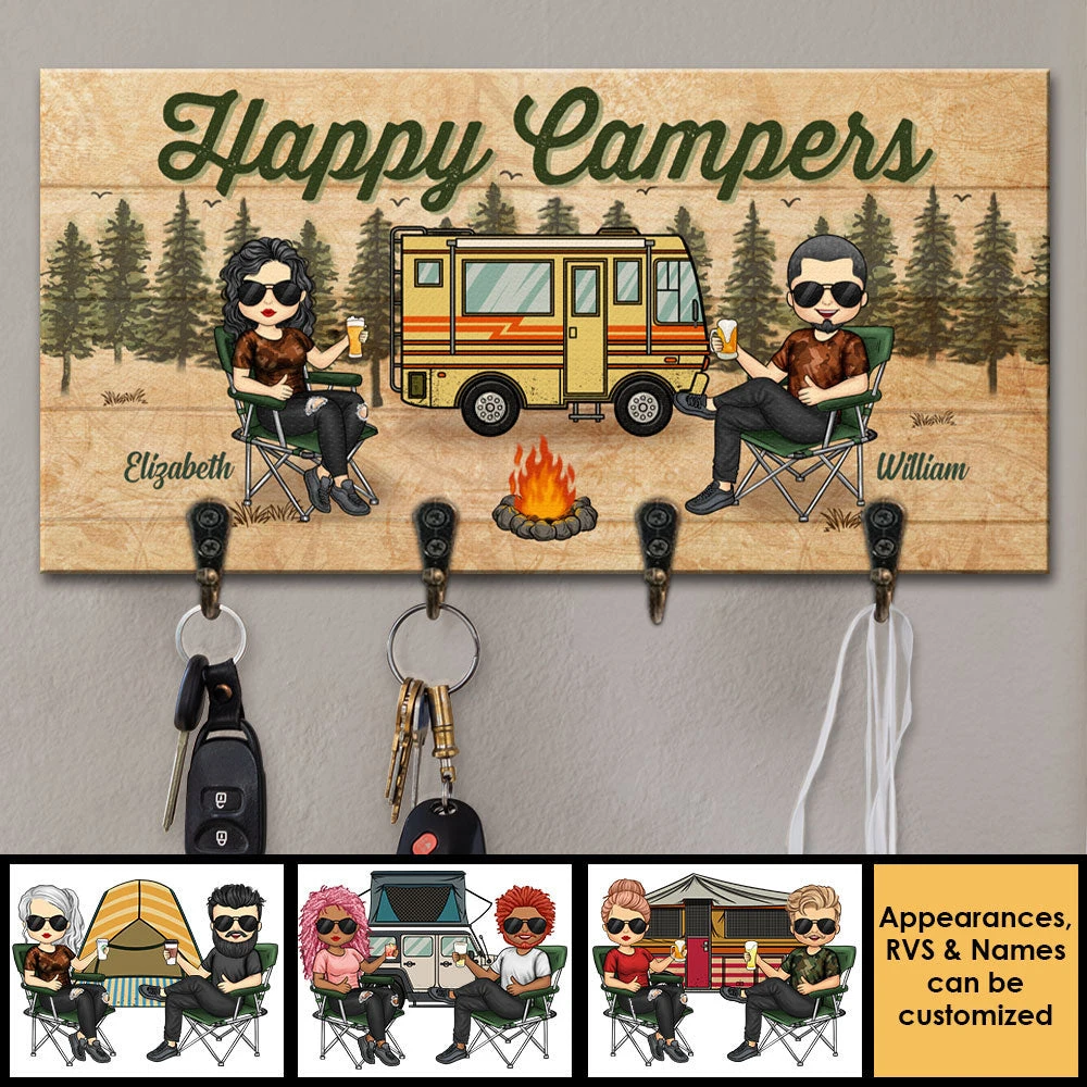 Camping Partners For Life - Personalized Key Hanger, Key Holder - Gift For Camping Couples, Husband Wife 3 Camping Partners For Life - Personalized Key Hanger, Key Holder - Gift For Camping Couples, Husband Wife - Image 3