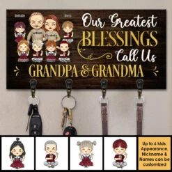Our Greatest Blessings Call Us Grandparents - Personalized Key Hanger, Key Holder - Gift For Couples, Husband Wife -Pawfect House Store 7. AD fdb40e3f b95e 454b b8fd 80cc097f31c4