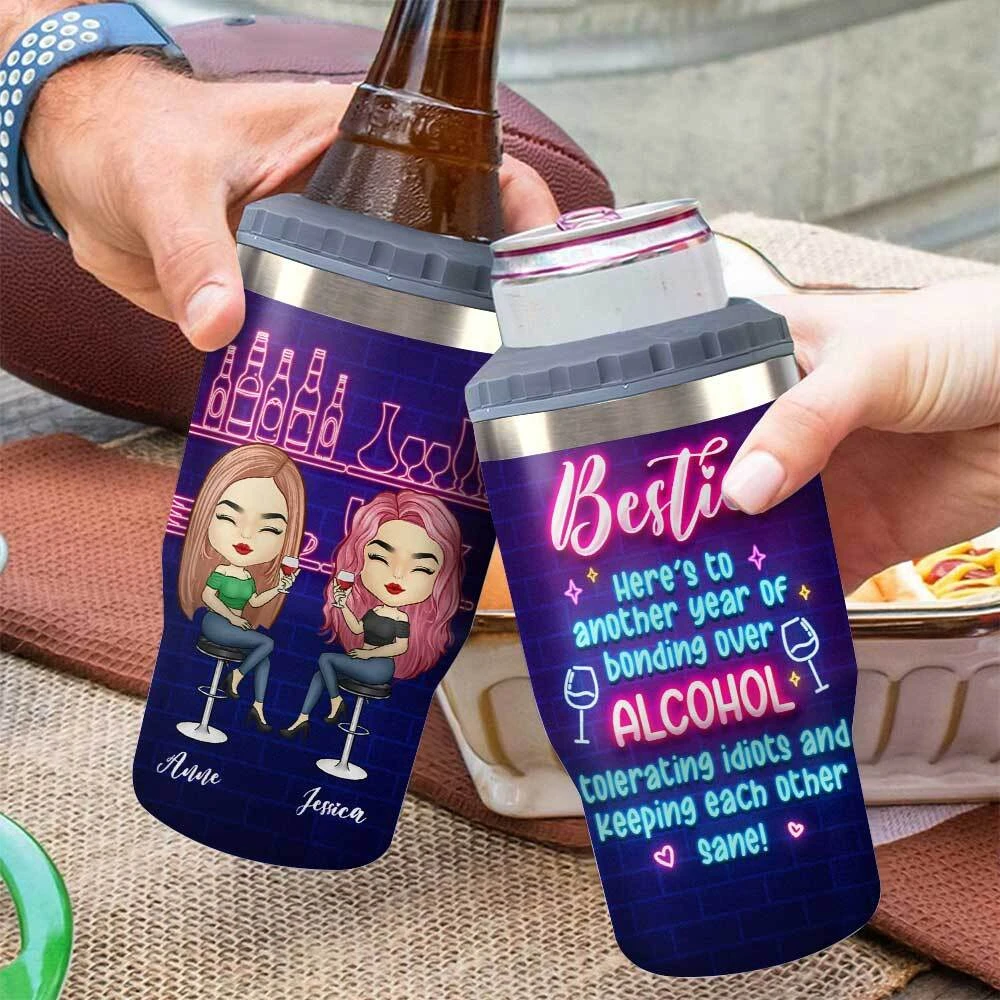Another Year Of Bonding Over Alcohol - Personalized Can Cooler - Gift For Bestie 4 Another Year Of Bonding Over Alcohol - Personalized Can Cooler - Gift For Bestie - Image 4