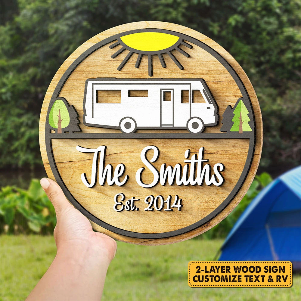 Family Camping Trip - Personalized Shaped Wood Sign, 2 Layers Sign - Gift For Camping Lovers 3 Family Camping Trip - Personalized Shaped Wood Sign, 2 Layers Sign - Gift For Camping Lovers - Image 3
