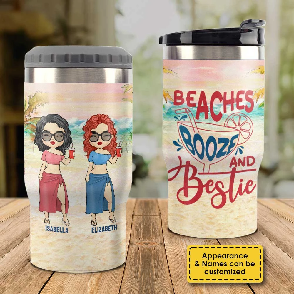 Enjoying A Beach Day Together - Personalized Can Cooler - Gift For Bestie 5 Enjoying A Beach Day Together - Personalized Can Cooler - Gift For Bestie - Image 5