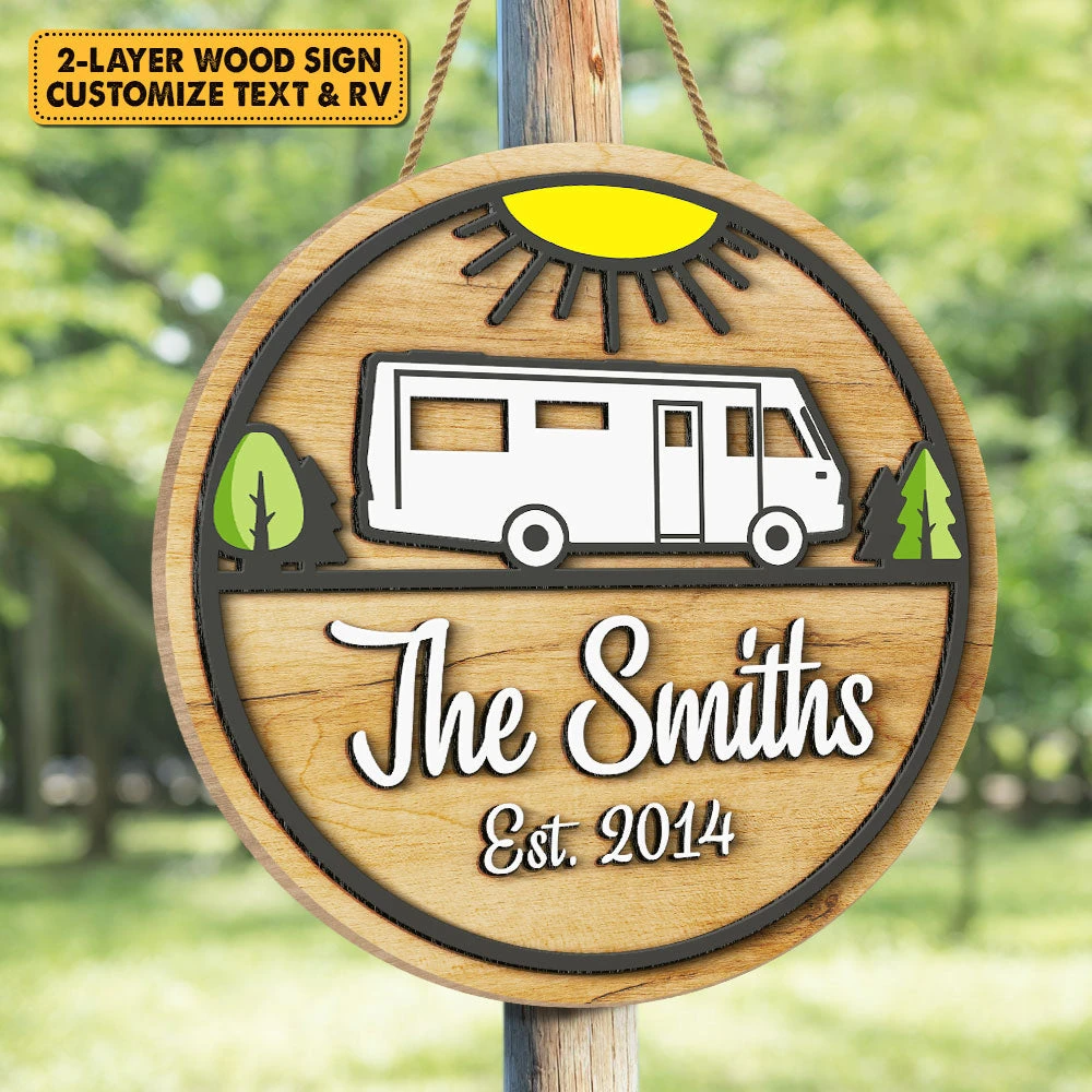 Family Camping Trip - Personalized Shaped Wood Sign, 2 Layers Sign - Gift For Camping Lovers 4 Family Camping Trip - Personalized Shaped Wood Sign, 2 Layers Sign - Gift For Camping Lovers - Image 4