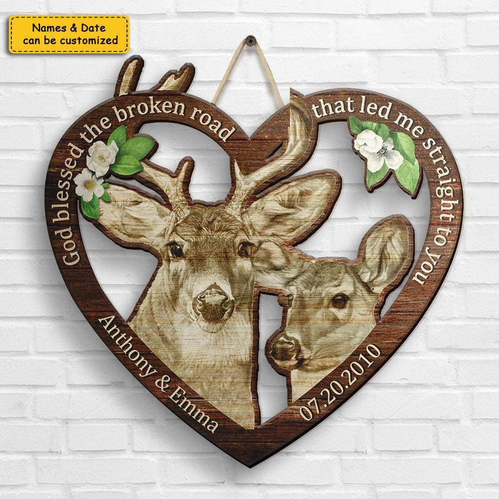 Buck & Doe Couple From Our First Kiss - Personalized Shaped Wood Sign - Gift For Couples, Husband Wife 3 Buck & Doe Couple From Our First Kiss - Personalized Shaped Wood Sign - Gift For Couples, Husband Wife - Image 3