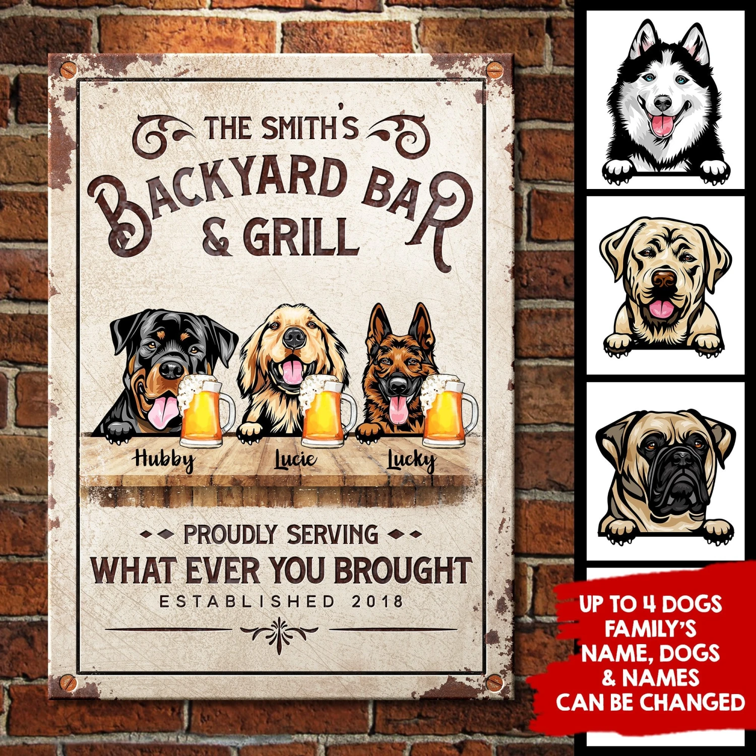 Family Backyard Bar & Grill - Funny Personalized Dog Metal Sign 2 Family Backyard Bar & Grill - Funny Personalized Dog Metal Sign - Image 2