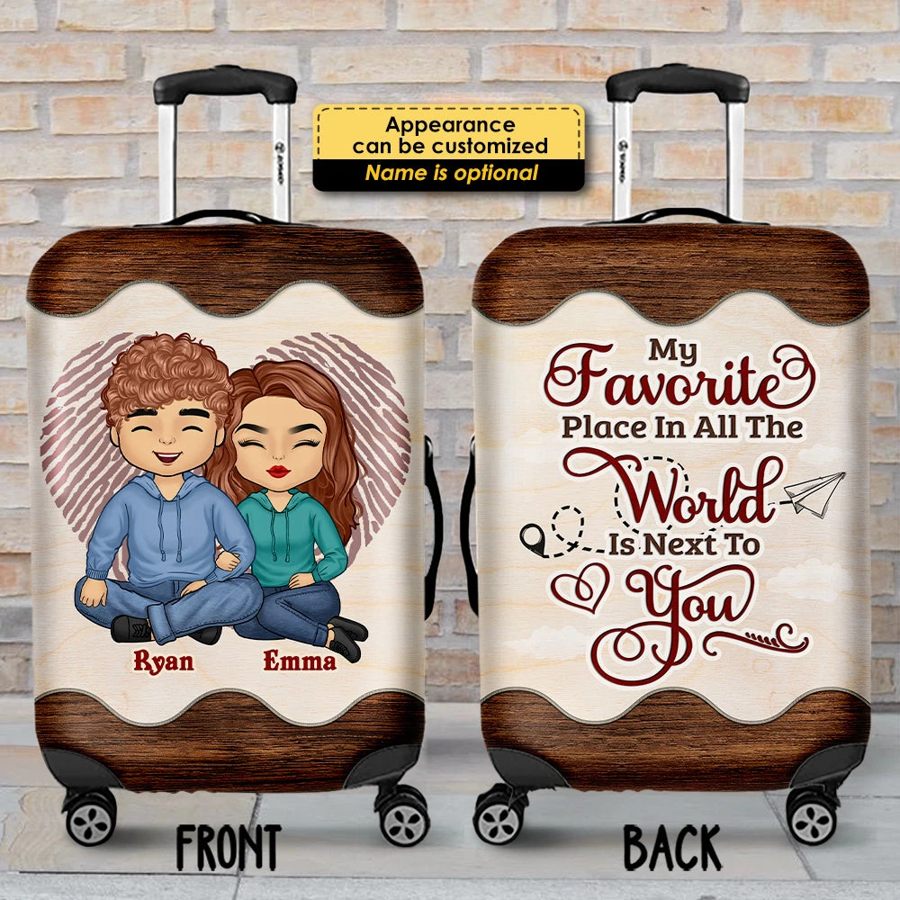 My Favorite Place In All The World Is Next To You - Gift For Couples, Husband Wife - Personalized Luggage Cover 3 My Favorite Place In All The World Is Next To You - Gift For Couples, Husband Wife - Personalized Luggage Cover - Image 3