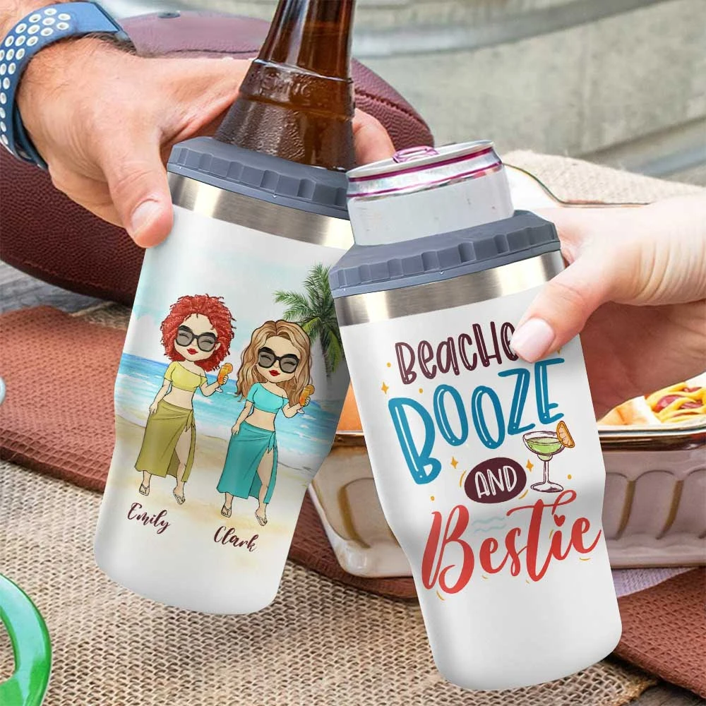 Chillin' At The Beach With My Bestie - Personalized Can Cooler - Gift For Bestie 4 Chillin' At The Beach With My Bestie - Personalized Can Cooler - Gift For Bestie - Image 4