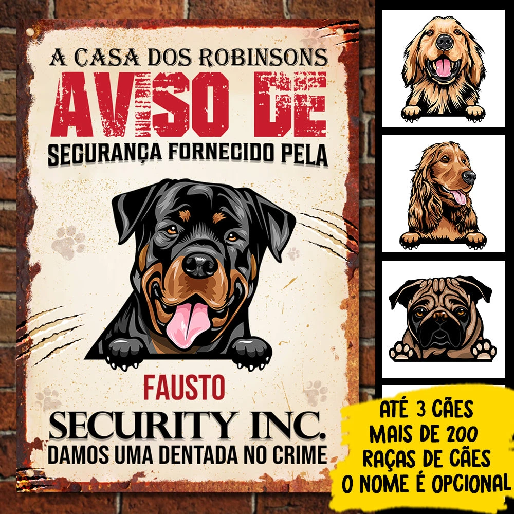 Damos Uma Dentada No Crime Portuguese - Funny Personalized Dog Metal Sign 1 Damos Uma Dentada No Crime Portuguese - Funny Personalized Dog Metal Sign