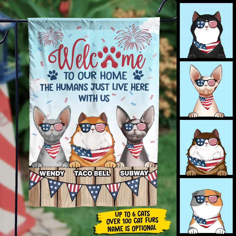 Welcome To Our Cat Home - 4th Of July Decoration - Personalized Flag 2 Welcome To Our Cat Home - 4th Of July Decoration - Personalized Flag - Image 2