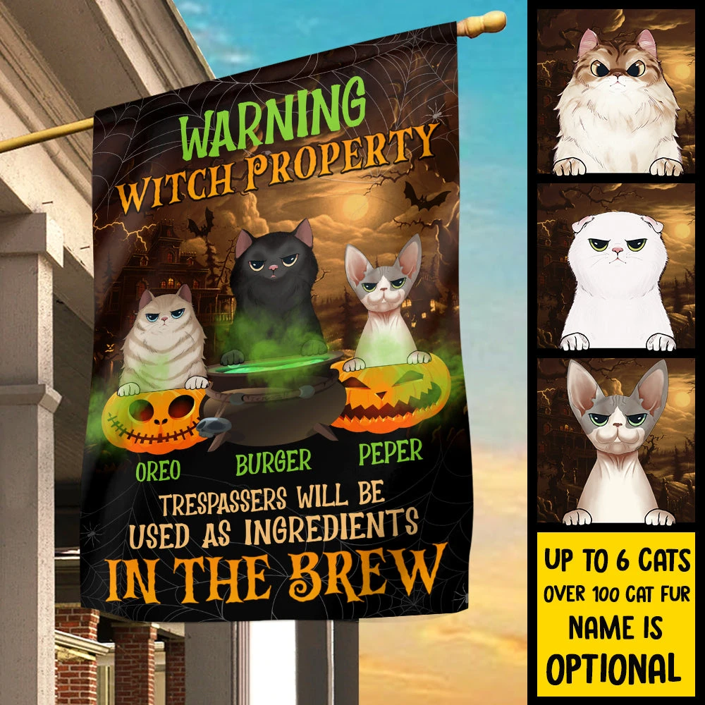 Warning Witch Property - Personalized Funny Cat Flag 2 Warning Witch Property - Personalized Funny Cat Flag - Image 2