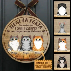 Tieni La Porta Chiusa - Divertente Cartello Personalizzato Per La Porta Del Gatto, Funny Personalized Cat Door Sign Italian
