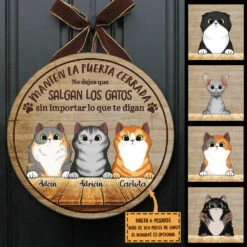 Mantén La Puerta Cerrada - Letrero De Puerta De Gato Personalizado Y Divertido, Funny Personalized Cat Door Sign Spanish -Pawfect House Store 7.AD2 4e2c9579 ff77 452f 8dce e7757c7102ee