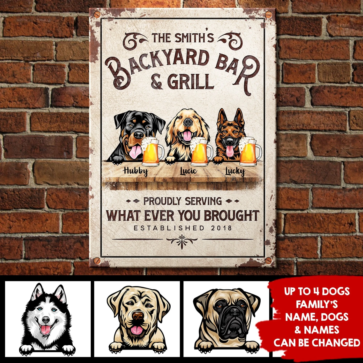 Backyard Bar & Grill - Funny Personalized Dog Metal Sign 3 Backyard Bar & Grill - Funny Personalized Dog Metal Sign - Image 3