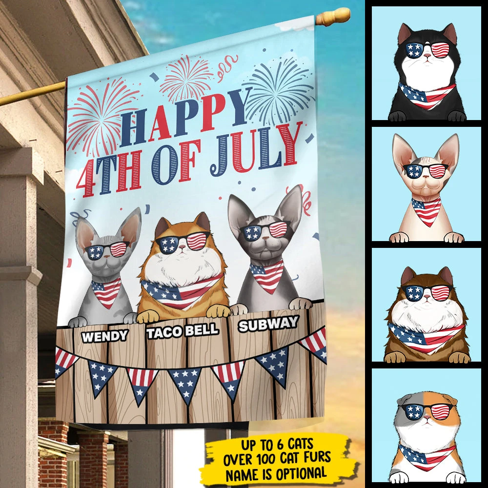 Happy 4th Of July, Welcome To Our Cat Home - 4th Of July Decoration - Personalized Flag 2 Happy 4th Of July, Welcome To Our Cat Home - 4th Of July Decoration - Personalized Flag - Image 2