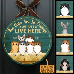 Cats Are In Charge - Funny Personalized Cat Door Sign