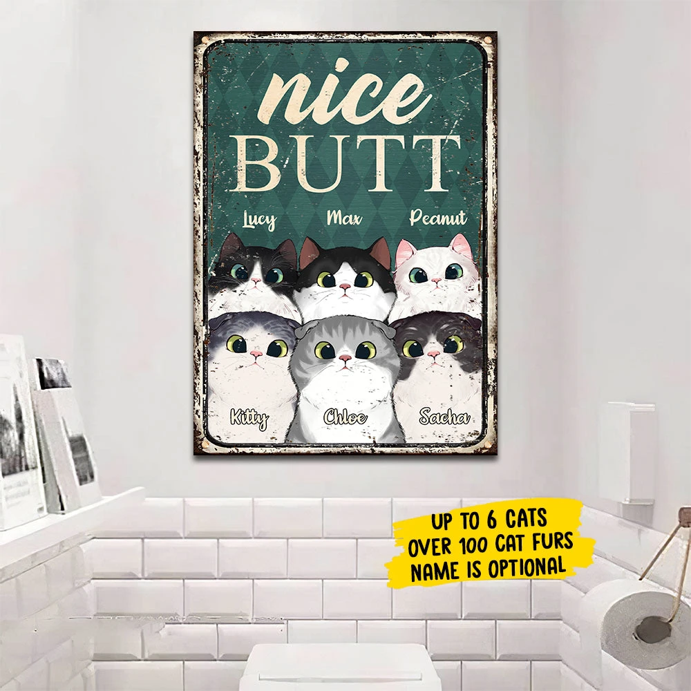 Nice Butt - Funny Personalized Cat Metal Sign 2 Nice Butt - Funny Personalized Cat Metal Sign - Image 2