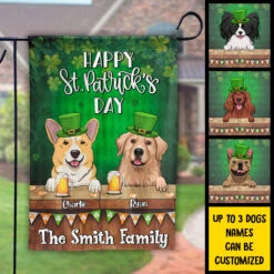 Happy St. Patrick's Day With Dogs - Gift For St. Patrick's Day, Personalized Flag -Pawfect House Store 7.ADGF