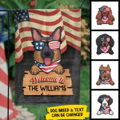 Welcome To The Dog's House - 4th Of July Decoration - Personalized Dog Flag