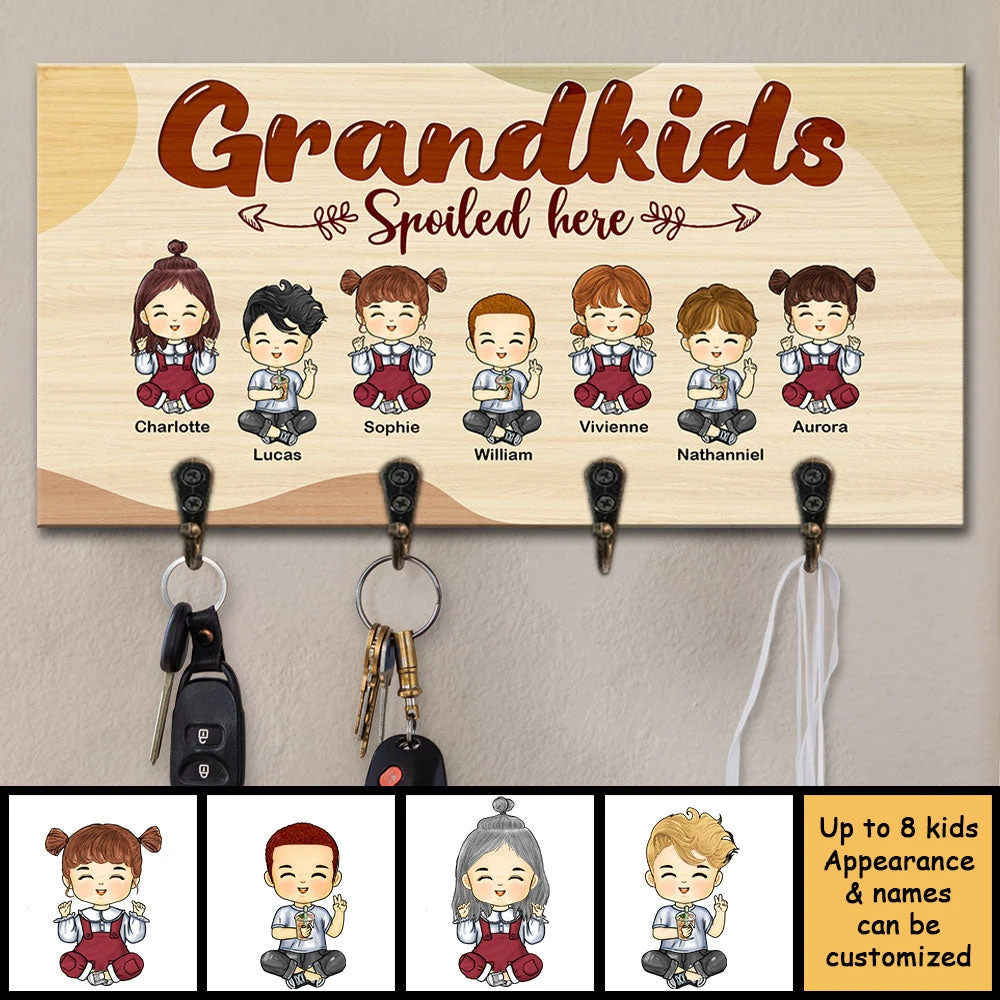 Our Dynamic Grandkids Spoiled Here - Personalized Key Hanger, Key Holder - Gift For Couples, Husband Wife 3 Our Dynamic Grandkids Spoiled Here - Personalized Key Hanger, Key Holder - Gift For Couples, Husband Wife - Image 3