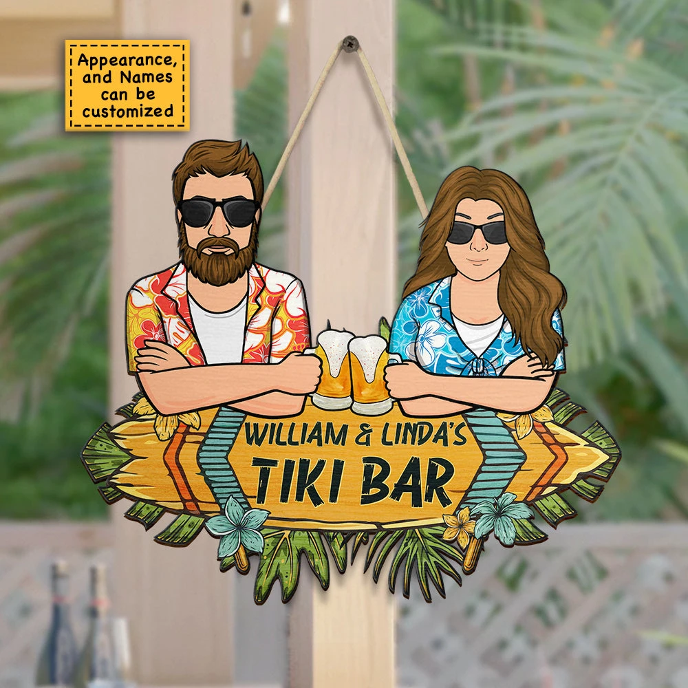 Our Tiki Bar - Personalized Shaped Wood Sign - Gift For Couples, Husband Wife 3 Our Tiki Bar - Personalized Shaped Wood Sign - Gift For Couples, Husband Wife - Image 3