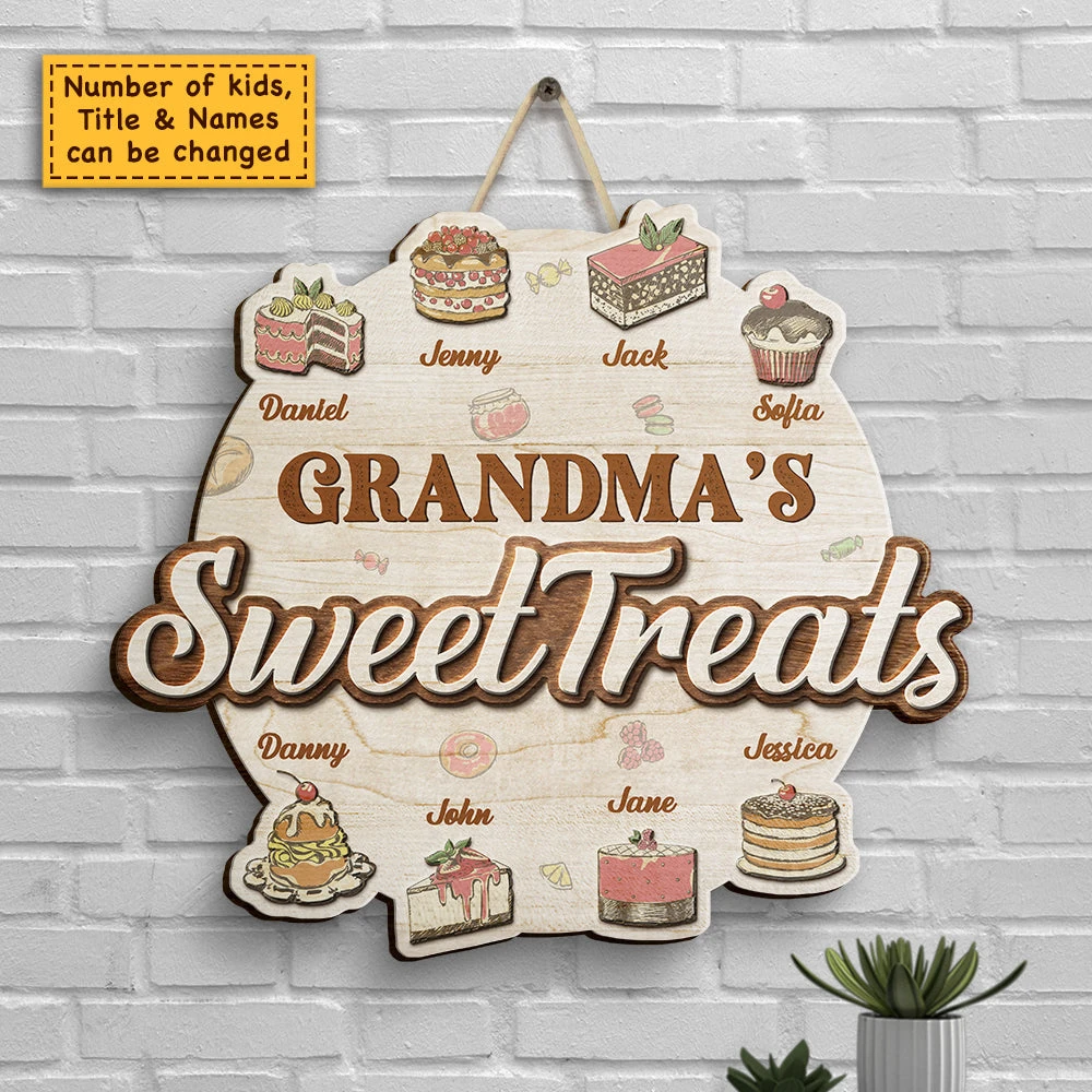 Grandma's Sweet Treats - Personalized Shaped Wood Sign - Gift For Grandma, Grandparents 3 Grandma's Sweet Treats - Personalized Shaped Wood Sign - Gift For Grandma, Grandparents - Image 3