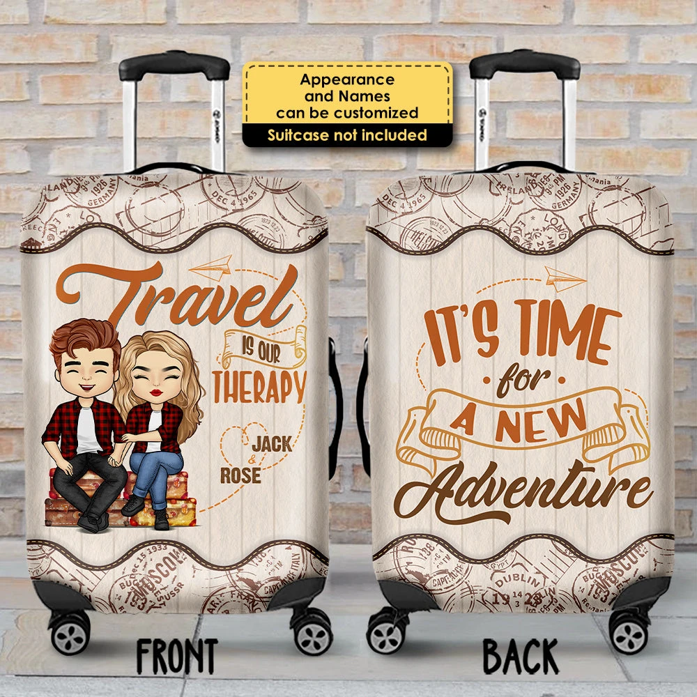 Time For A New Adventure - Personalized Luggage Cover - Gift For Couples, Husband Wife 3 Time For A New Adventure - Personalized Luggage Cover - Gift For Couples, Husband Wife - Image 3