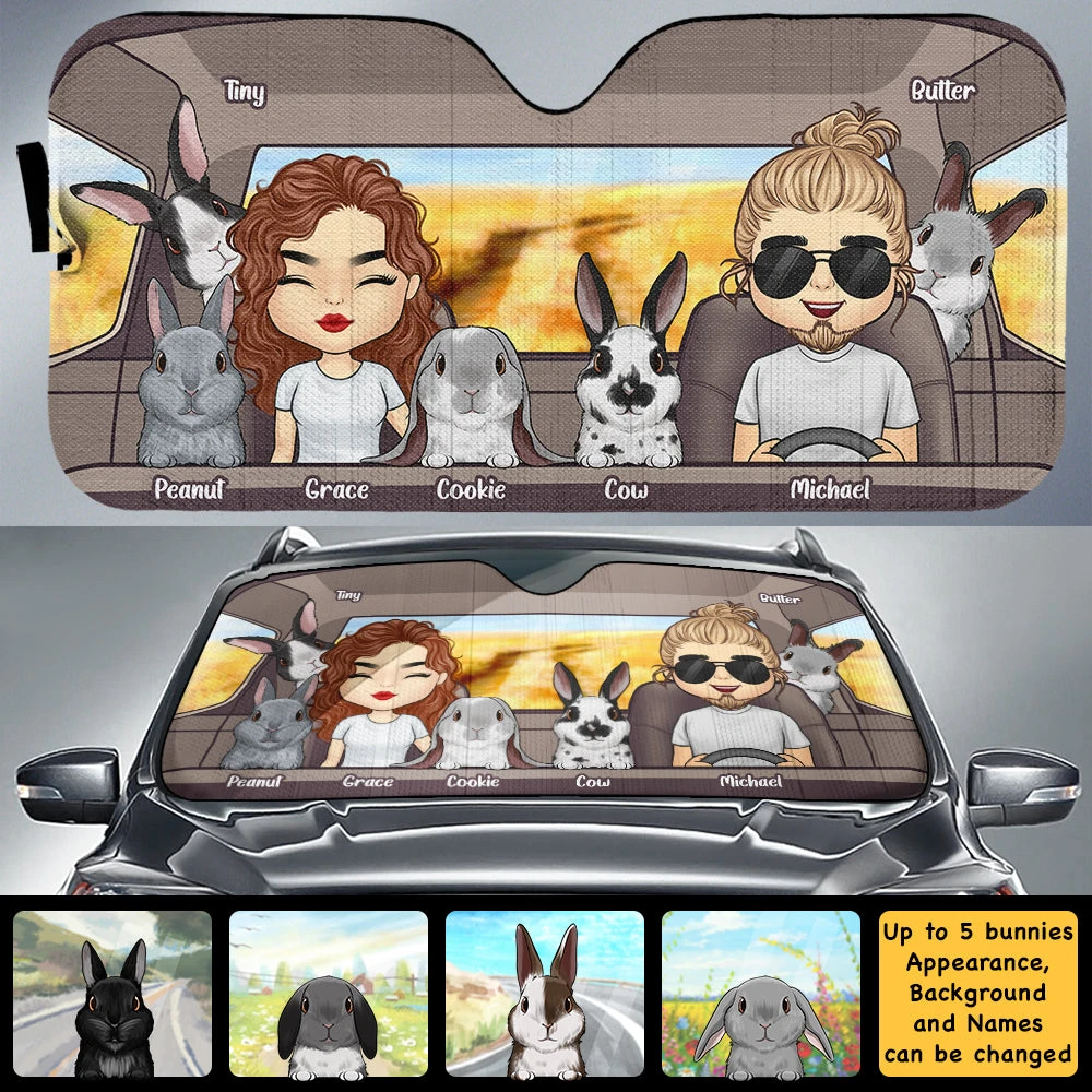 Family Road Trip With Rabbit - Personalized Auto Sunshade - Gift For Couples, Husband Wife 5 Family Road Trip With Rabbit - Personalized Auto Sunshade - Gift For Couples, Husband Wife - Image 5