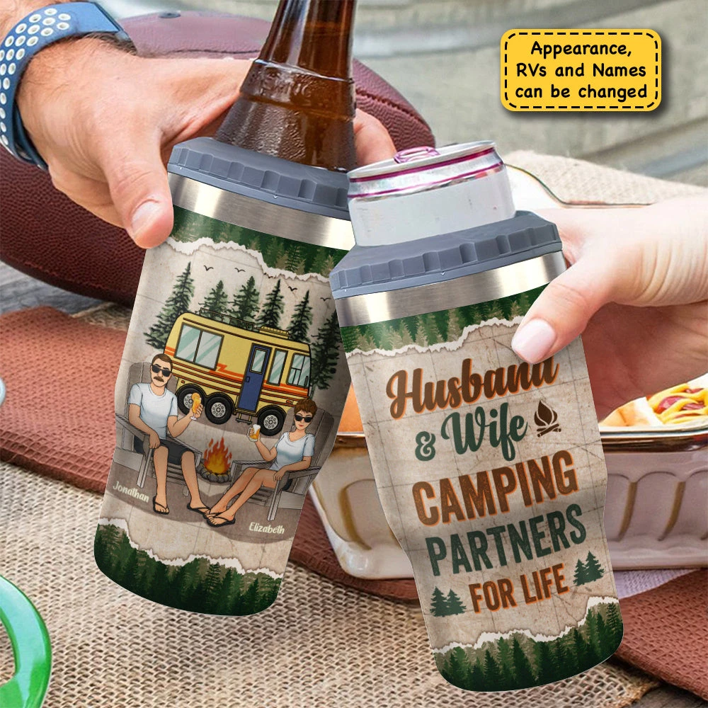 Let's Sit By The Campfire - Personalized Can Cooler - Gift For Couples, Gift For Camping Lovers 5 Let's Sit By The Campfire - Personalized Can Cooler - Gift For Couples, Gift For Camping Lovers - Image 5