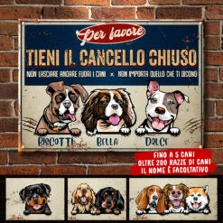 Tieni Il Cancello Chiuso - Divertente Cartello In Metallo Personalizzato Per Cani - Funny Personalized Dog Metal Sign Italian 5 Tieni Il Cancello Chiuso - Divertente Cartello In Metallo Personalizzato Per Cani - Funny Personalized Dog Metal Sign Italian -Pawfect House Store 7.AD 74261281 5dbb 4938 b3d5 e8d011a8363a
